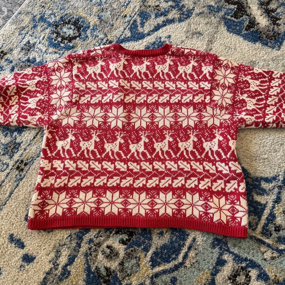Croft Barrow Fair Isle Christmas Sweater Reindeer Size XL Silk Silver Clasp - Picture 8 of 11